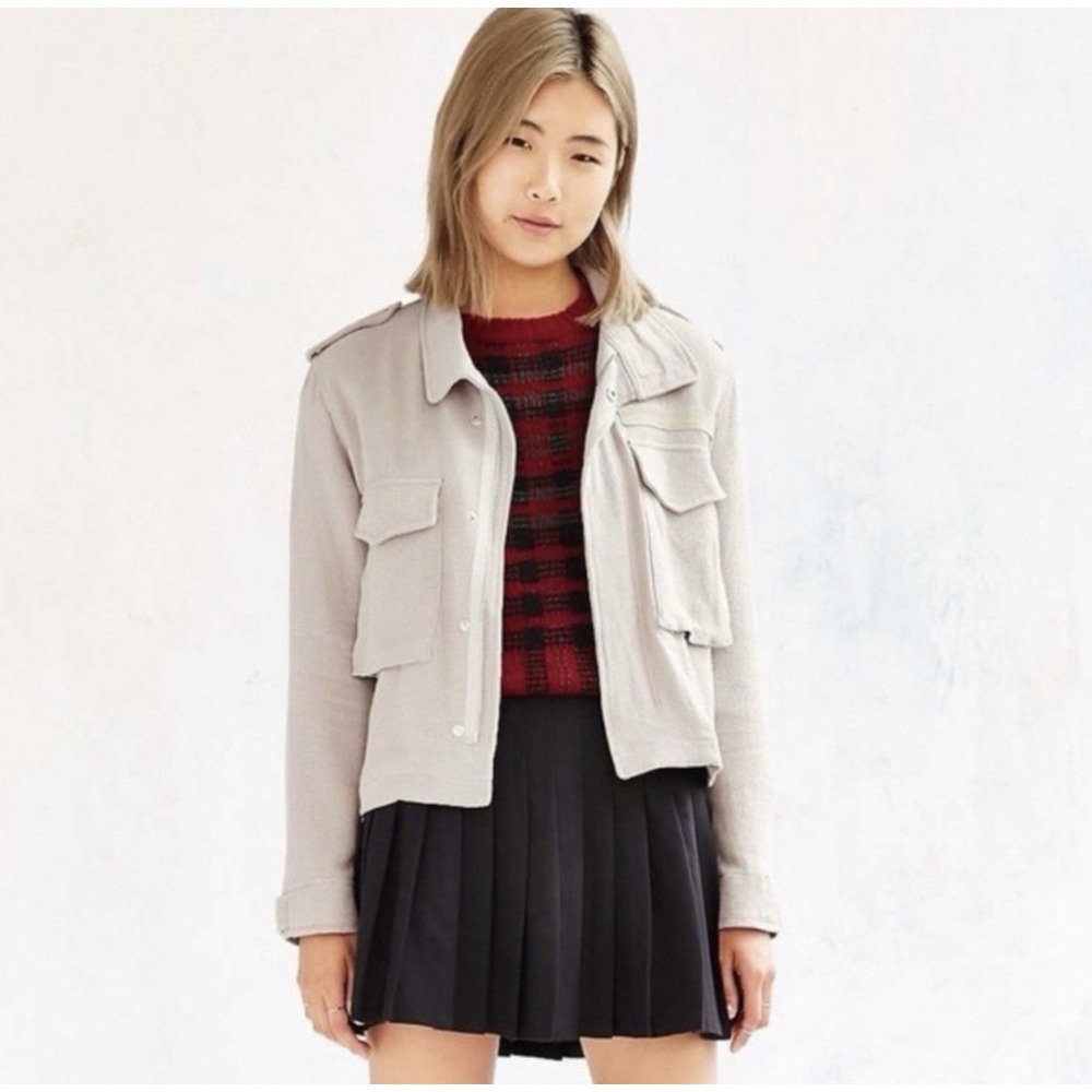 UNIF X Urban Outfitters‎ Military Inspired Jacket Womens S Tan Cropped Oversized